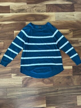 Lety & Me Long Sleeve Teal & White Stripe Sweater size 1X